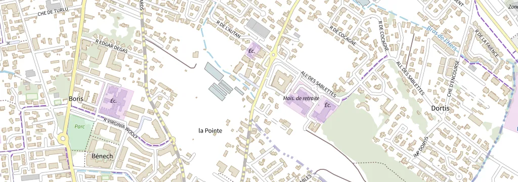 Plan du quartier, autour du Chemin Boudou à Launaguet